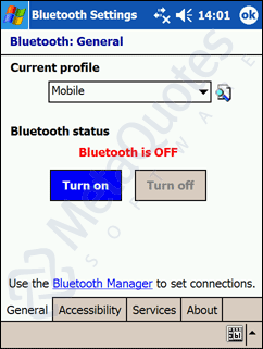 Окно управления Bluetooth-соединением
