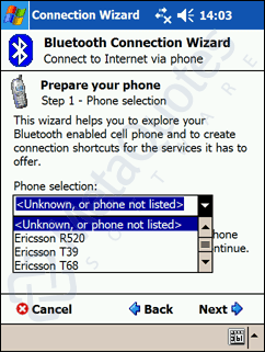 Мастер настройки Bluetooth-соединения: выбор модели телефона